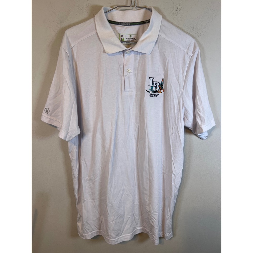 Holloway Mens Polo LB Golf Embroidered Repreve White Large